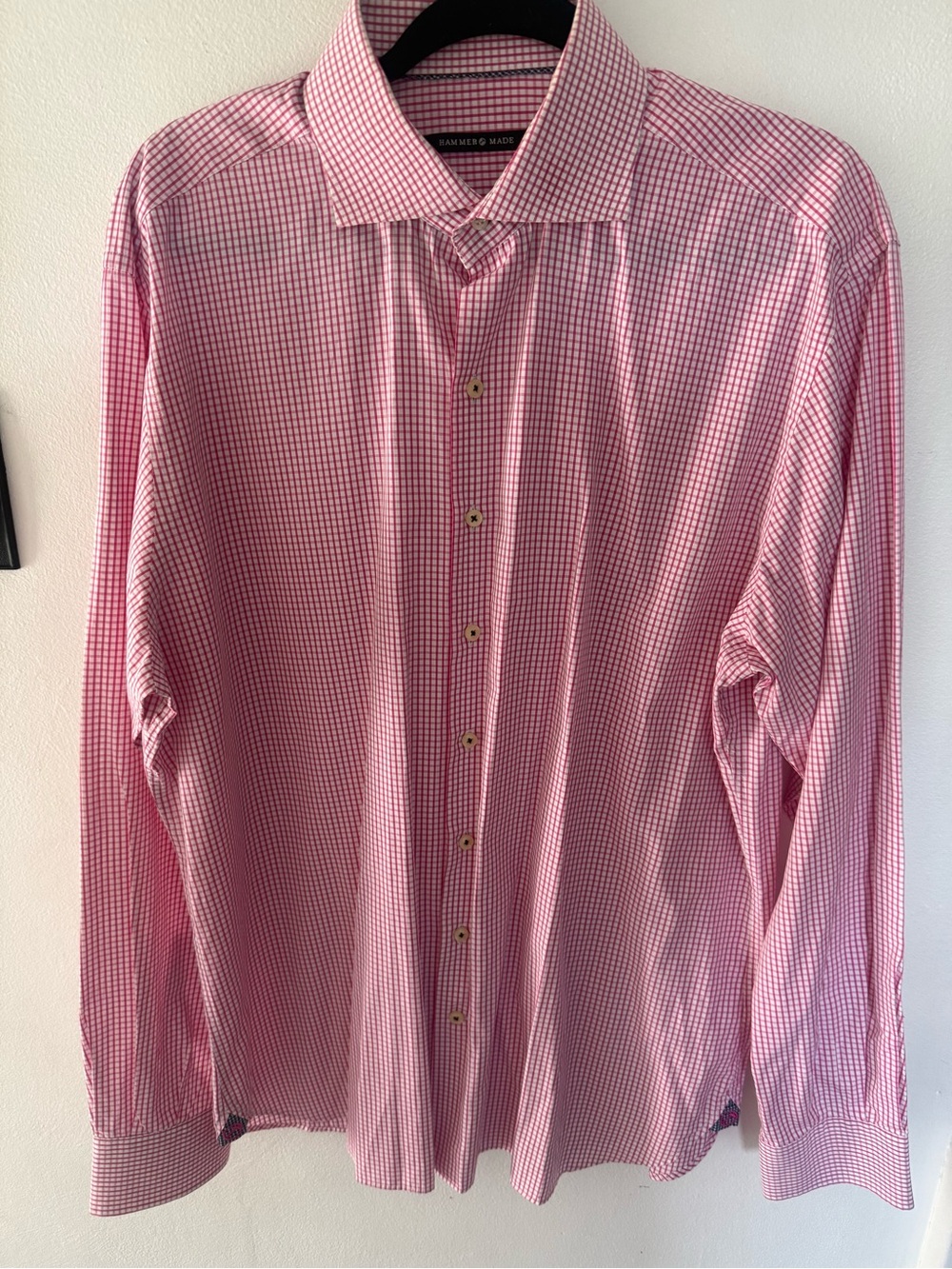 Hammermade Men's Pink Check Dress Shirt